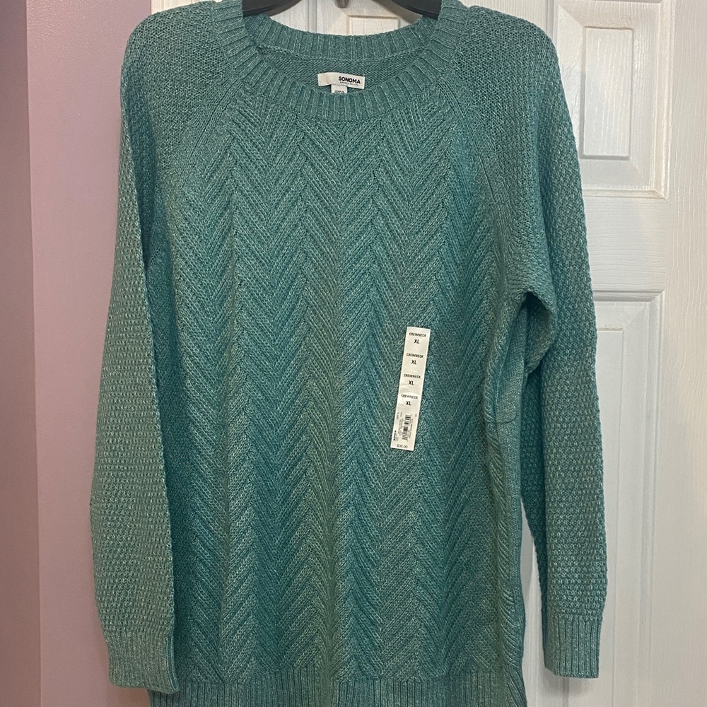 Sonoma Women's Aqua Crew Neck Sweater